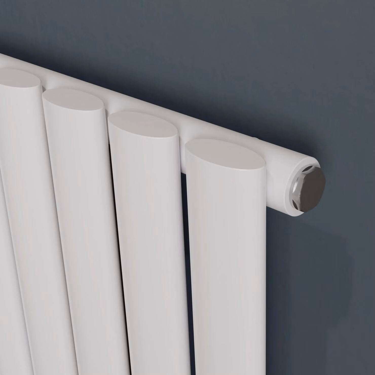 Agadon Solo Designer Oval Tube Radiator in White, H: 180 cm, W: 36 cm, D: 3.6 cm – 2