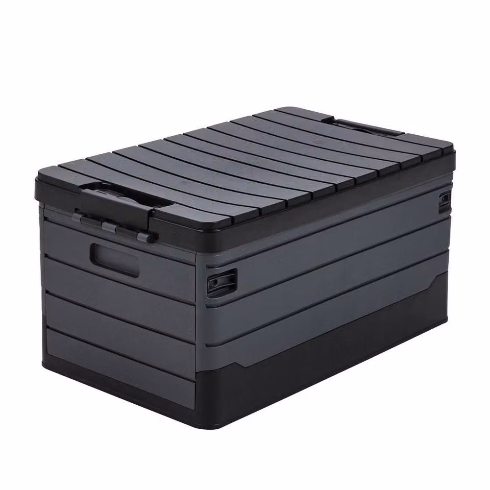 KORVIXA Foldable Camping Storage Box with Lid and Handles, Black, W/D/H: 45 x 30 x 24 cm – 3