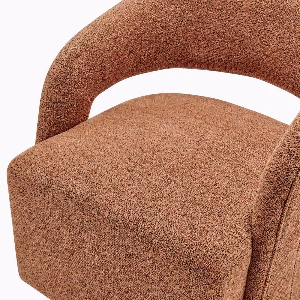 FurnitureboxUK Odessa Orange Fabric Swivel Accent Chair with Armrests and Solid Wood Frame – 4