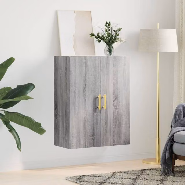 Berkfield Home Wall Mounted Grey Cabinet W: 69.5 cm, D: 34 cm, H: 90 cm
