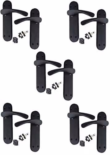 Golden Grace Astrid Door Handles, 5 Set, Matt Black, W: 182 mm, D: 45 mm