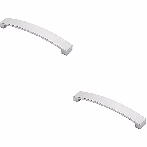 Loops 2 Pack Flat Curved Bow Pull Handles in Polished Chrome, 172 x 25 mm with 160 mm Fixing Centres