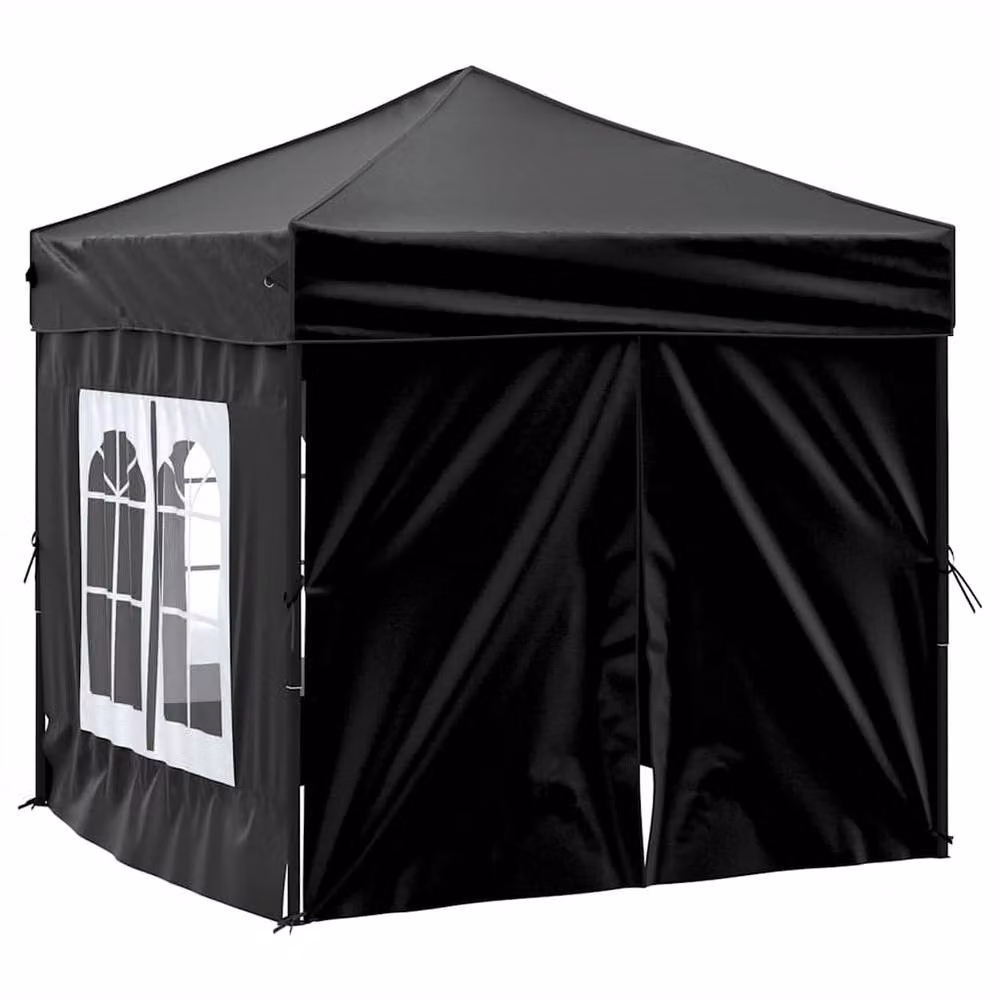 Berkfield Home Folding Party Tent with Sidewalls, Black and Silver, W: 2 m, D: 2 m, H: 2.34 m – 3