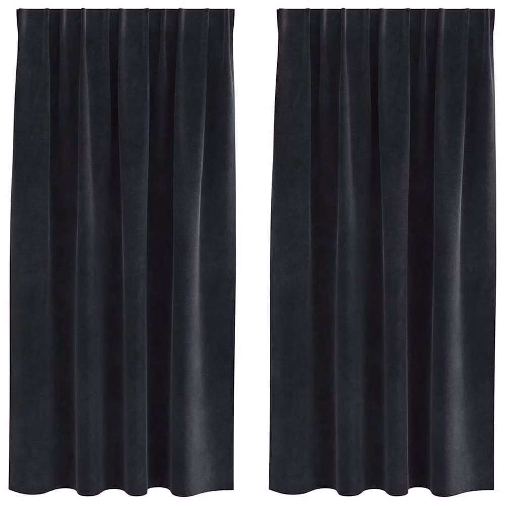 Berkfield Home Modern Black Velvet Blackout Curtains with Top Tape, 2 Pack, Black, H 175 x W 140 cm – 3