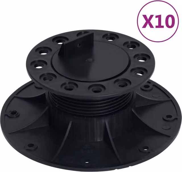 Berkfield Home Adjustable Decking Feet, 10 Pack, Black, 60-88 mm
