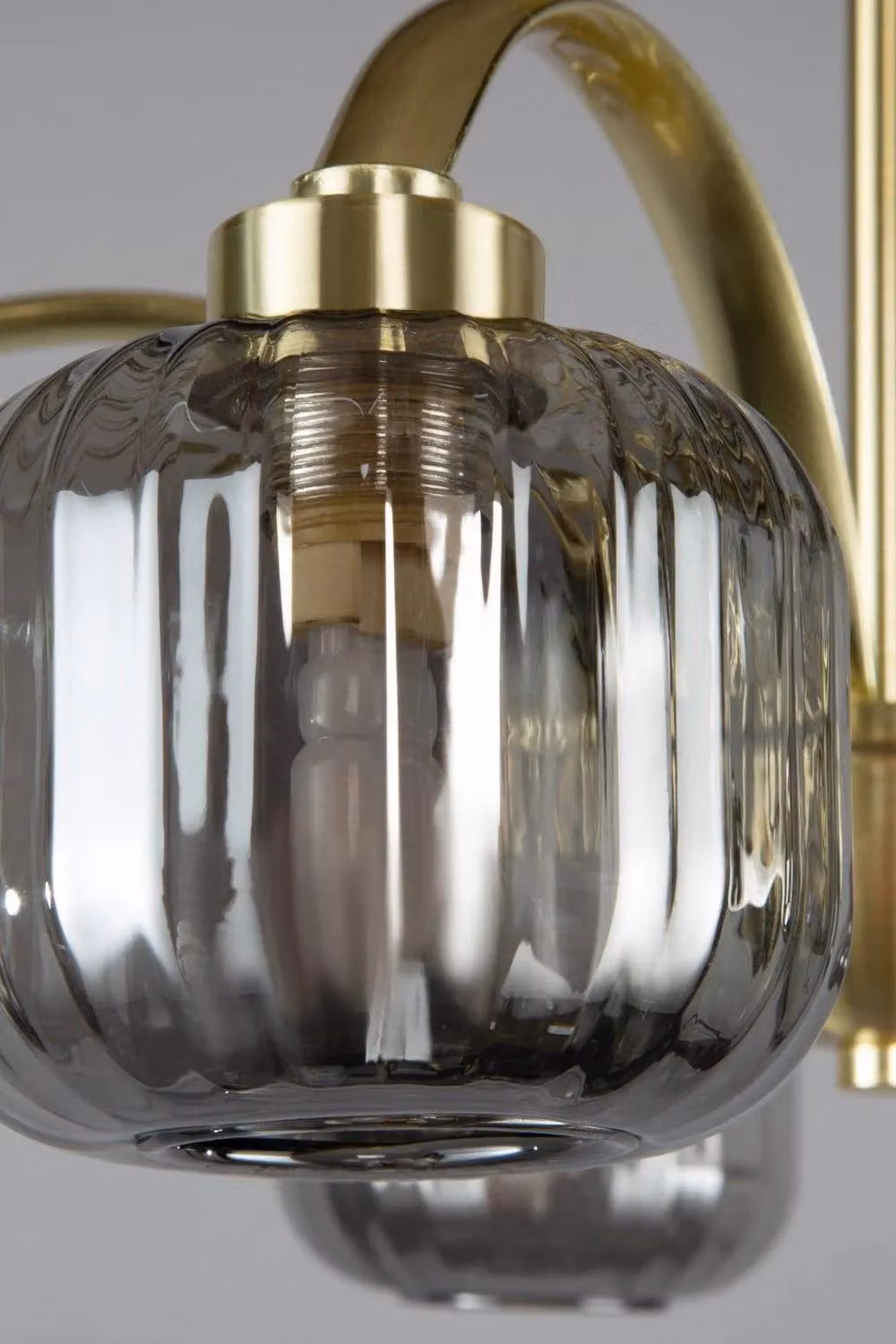 BHS Lighting Lyna Art Deco Flush Ceiling Light in Gold and Brass with Smoked Glass – 2