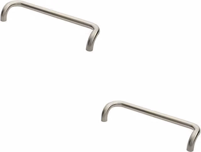 Loops 2x Cranked Pull Handles in Brushed Satin Stainless Steel, Silver, Fixing Centres: 450 mm, Size: 480 x 30 mm