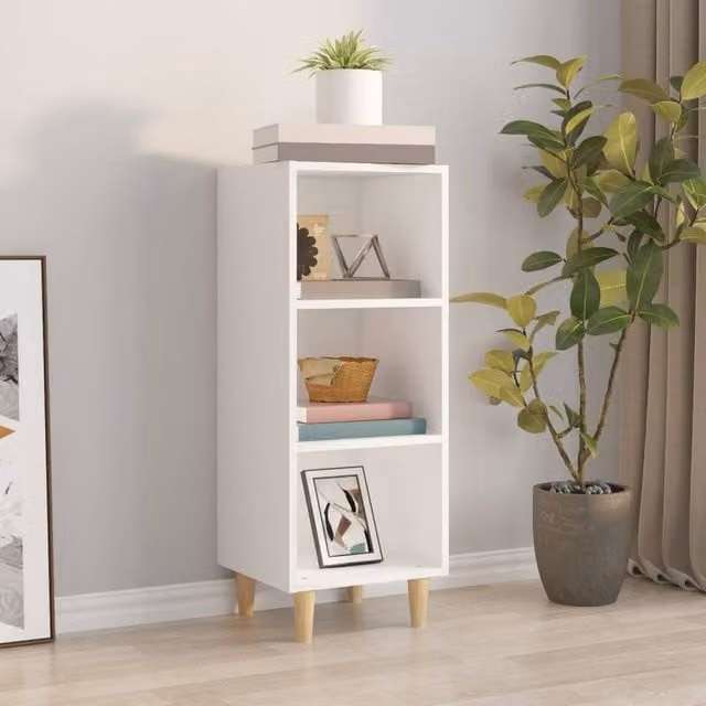Berkfield Home White Scandinavian Sideboard in Engineered Wood W/D/H: 34.5 x 32.5 x 90 cm