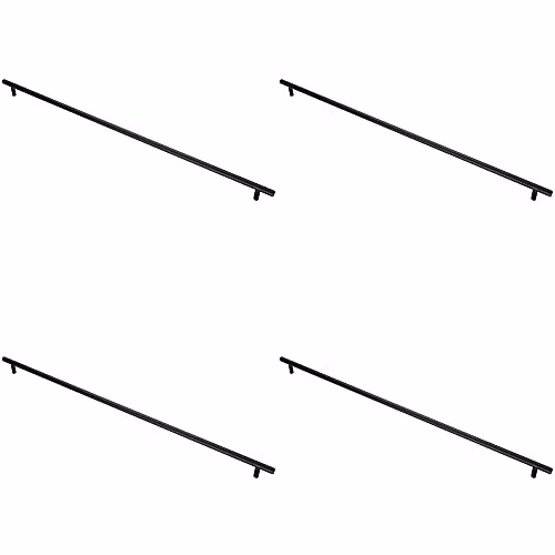 Loops 4 Pack T-Bar Metal Cupboard Pull Handles in Matt Black, W: 668 mm, Fixing Centres: 608 mm