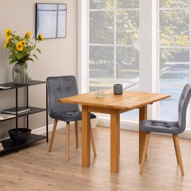 Kenley Extendable Square Oak Dining Table in Brown