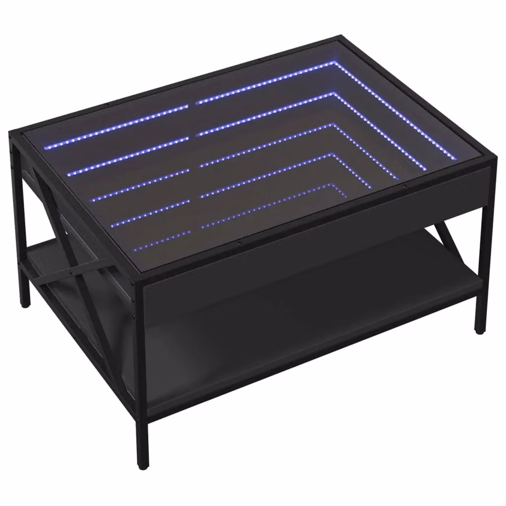 Berkfield Home Infinity LED Coffee Table in Black, W: 70 cm, D: 50 cm, H: 38 cm – 3