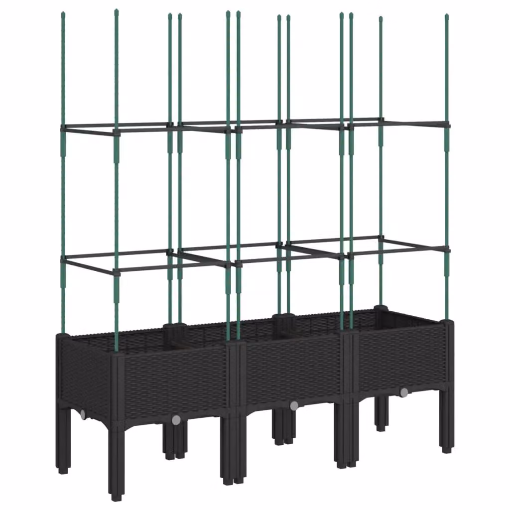 Berkfield Home Garden Planter with Trellis in Black, W/D/H: 120 x 40 x 142.5 cm – 2