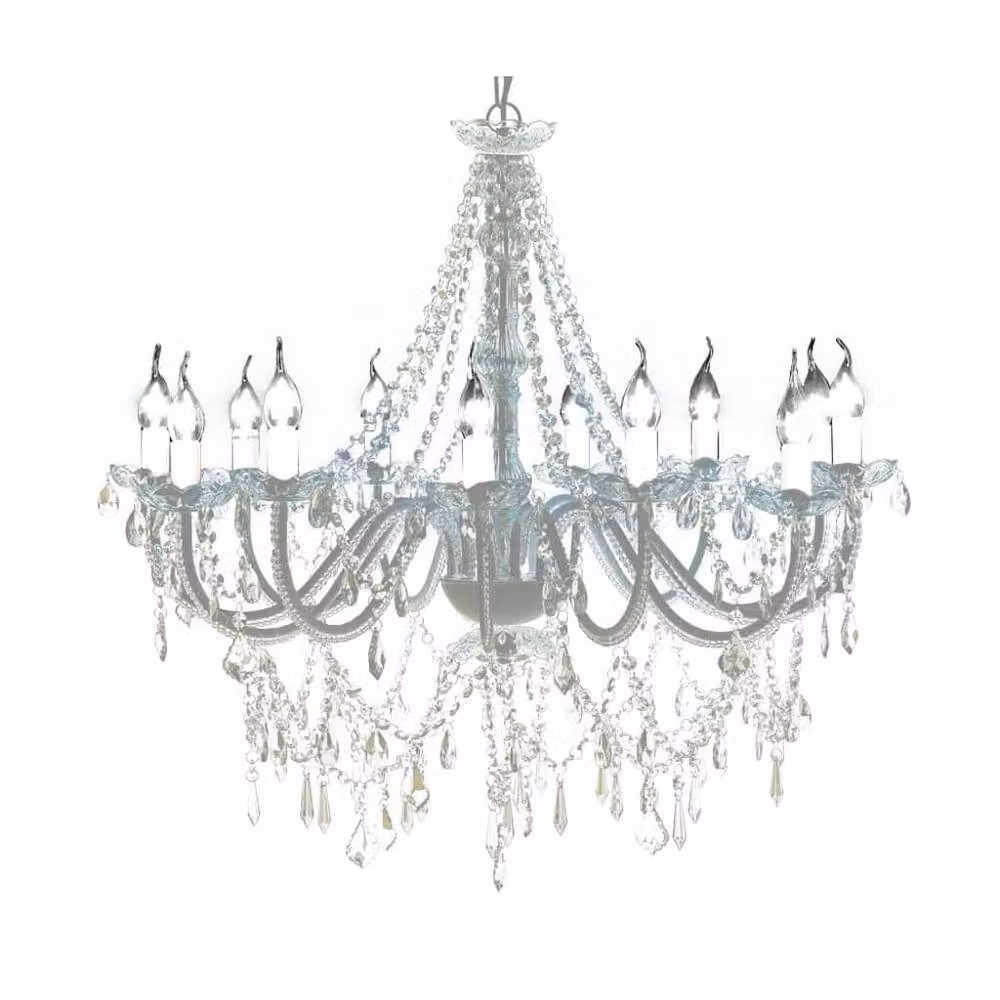 Berkfield Home White and Chrome Crystal Chandelier with Glass Details – 2