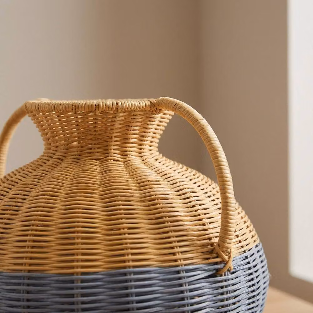 Garden Greatness Hand-Woven Rattan Tabletop Pot with Handles in Multicolour Striped Design, W/D/H: 33.5 x 29.0 x 33.5 cm – 2