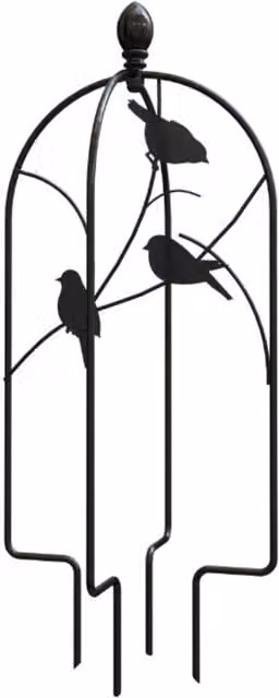 Primrose Black Galvanised Steel Perching Birds Design Mini Pot Trellis Support