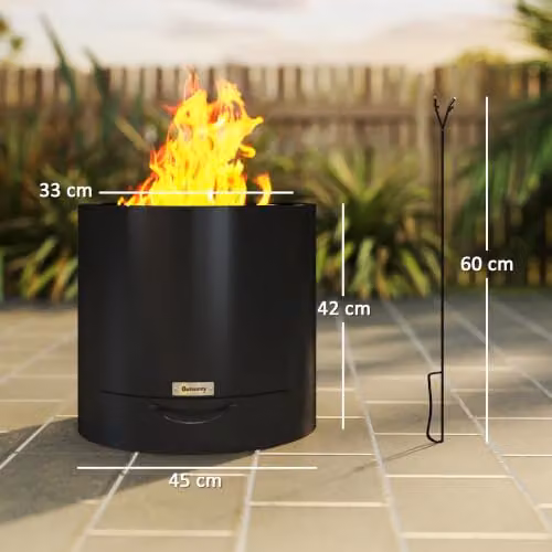 Outsunny Smokeless Round Wood Burning Fire Pit with Ash Tray in Black – 7