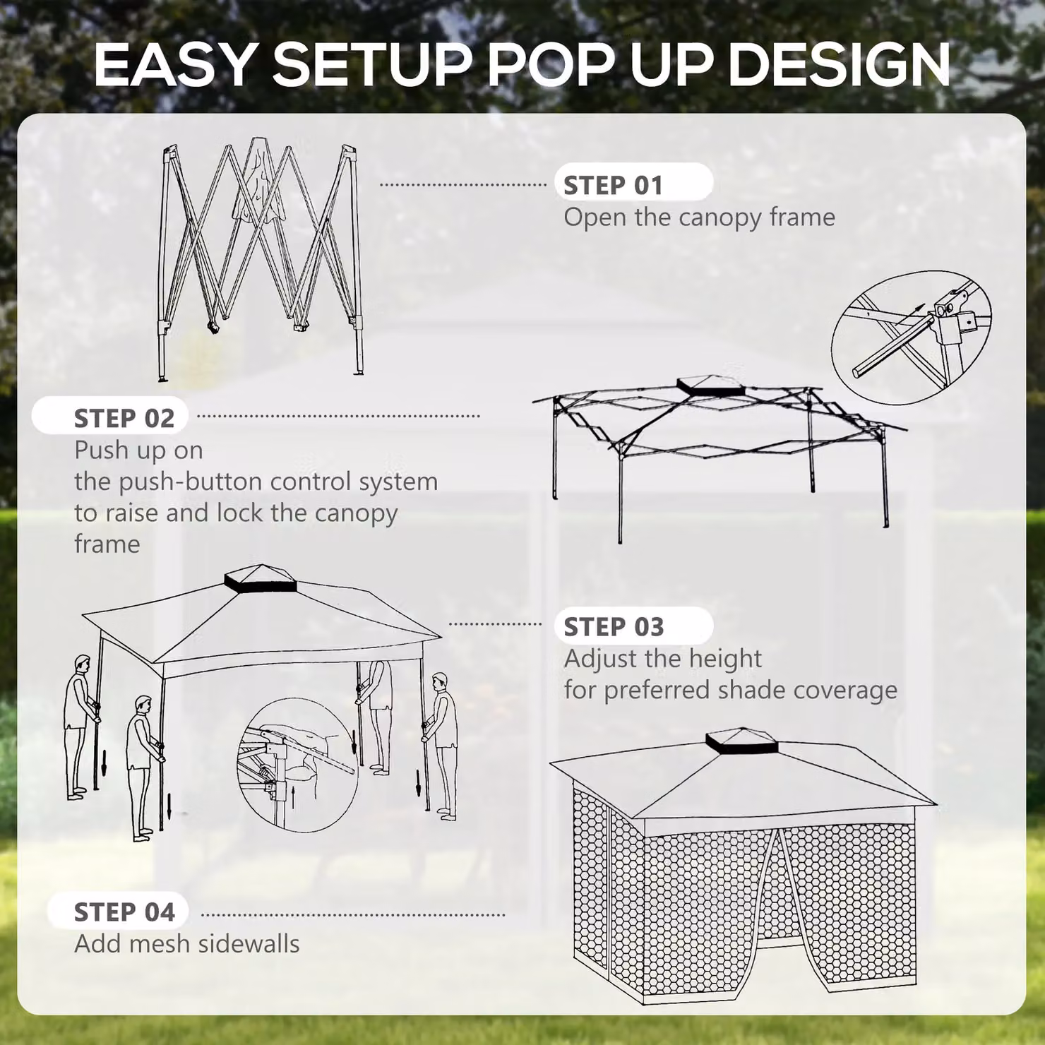 OUTSUNNY Heavy Duty Pop Up Folding Garden Gazebo Tent in Dark Grey – 5
