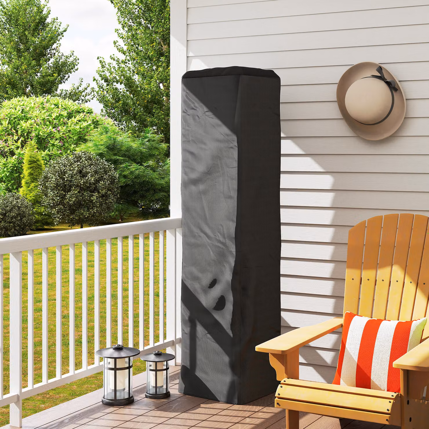 Outsunny Heavy Duty Gas Pyramid Patio Heater Cover in Black, UPF 30+ Oxford Fabric with Zipper, W/D/H: 53 x 53 x 227 cm – 2