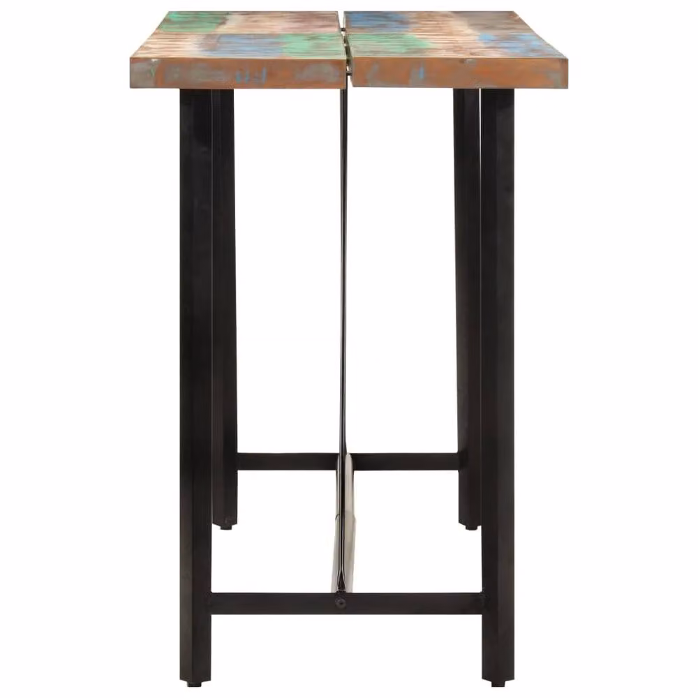 Berkfield Home Industrial Rectangular Bar Table in Multicolour Reclaimed Wood and Metal, W/D/H: 150 x 70 x 107 cm – 2