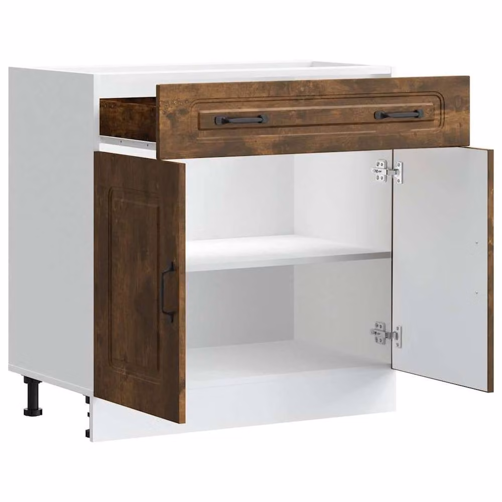 Berkfield Home Kalmar Kitchen Base Cabinet in Smoked Oak Brown, W/D/H: 81.5 x 46.0 x 80.0 cm – 3