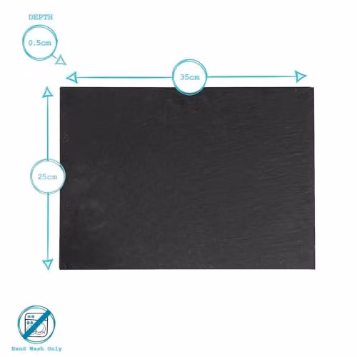 Argon Tableware Rectangle Slate Placemats and Coasters Set, Pack of 12, Black or Grey, W: 35 cm x D: 25 cm – 6
