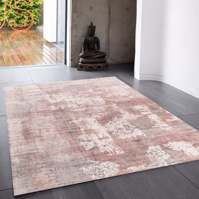 The Rug Shop UK Pink Abstract Viscose Area Rug, W: 240 cm, D: 340 cm – 1