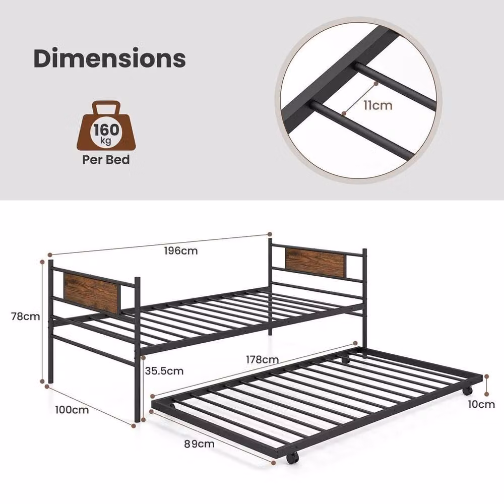 Kelvenix Retro Metal Double Bed Mattress Foundation in Black – 2