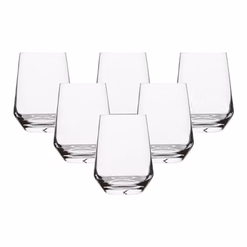 Simpa Set of 6 Transparent Glass Highball Tumbler Drinking Glasses, 360ml