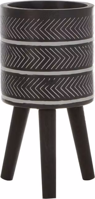 Orsina Darnell Small Geometric Tabletop Planter in Black, White and Brown – 1