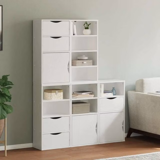Berkfield Home ODDA Side Cabinets, 5 Piece Set in White Solid Wood Pine, W/D/H: 40 x 24 x 79 cm – 1