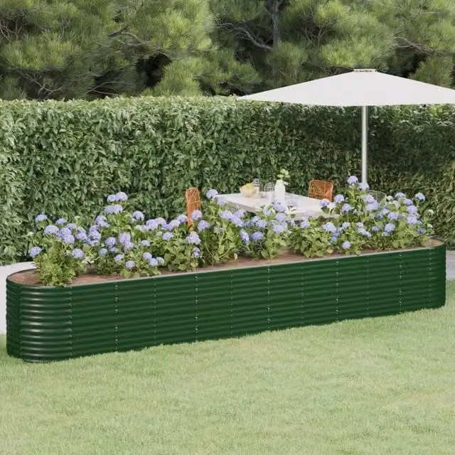 Berkfield Home Garden Powder-coated Steel Raised Bed, Green, W: 440 cm, D: 80 cm, H: 68 cm – 1