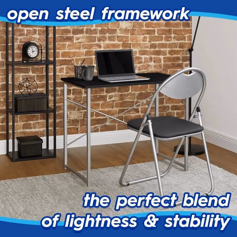 NESTLUNE Black Wooden Writing Desk for Home Office and Bedroom – 2