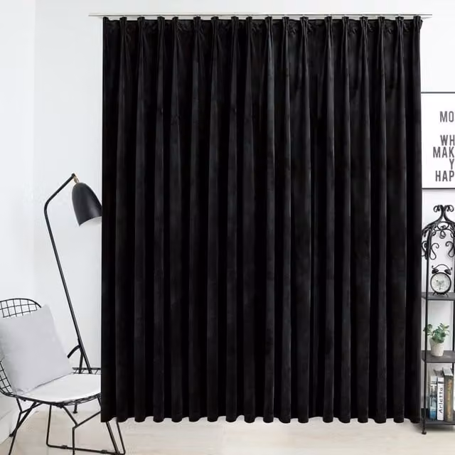 Berkfield Home Blackout Velvet Curtain with Hooks, Black, W: 290 cm, H: 245 cm – 1