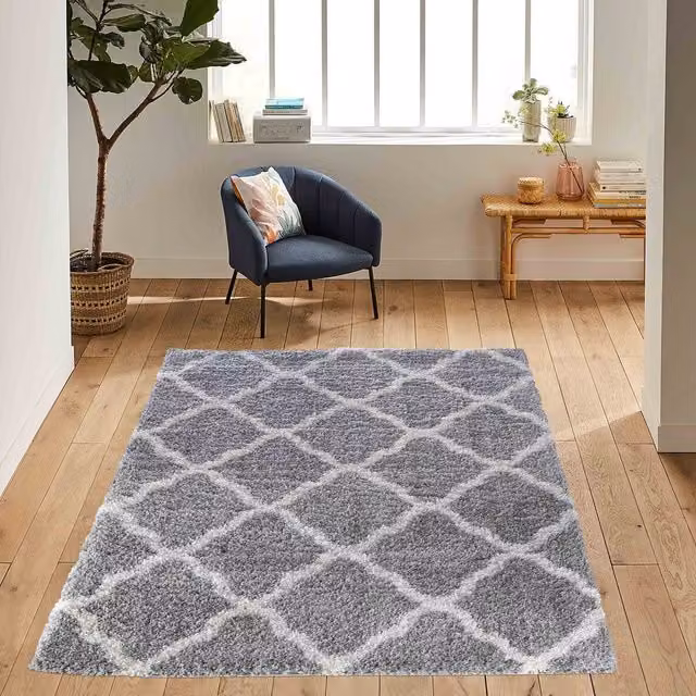 Desire Rugs Moroccan Berber Shaggy Rectangular Rug in Grey, W: 200 cm, L: 290 cm