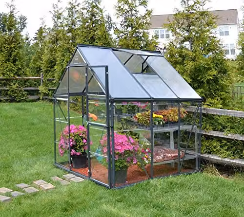 Palram Canopia Clear as Glass Hybrid Greenhouse in Grey with Polycarbonate Panels – 2