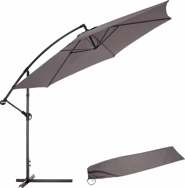 tectake Ciccio Cantilever Parasol in Grey with Polyester Canopy