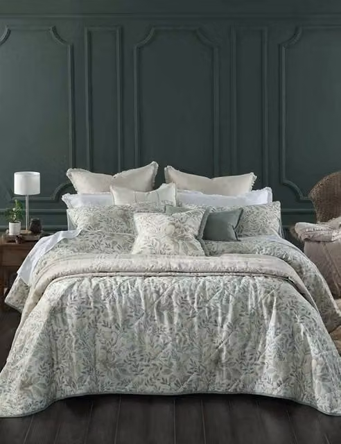MM Linen Whisper Quilted Bedding Set, Grey Mix, Linen and Cotton Blend, 180 x 200 cm