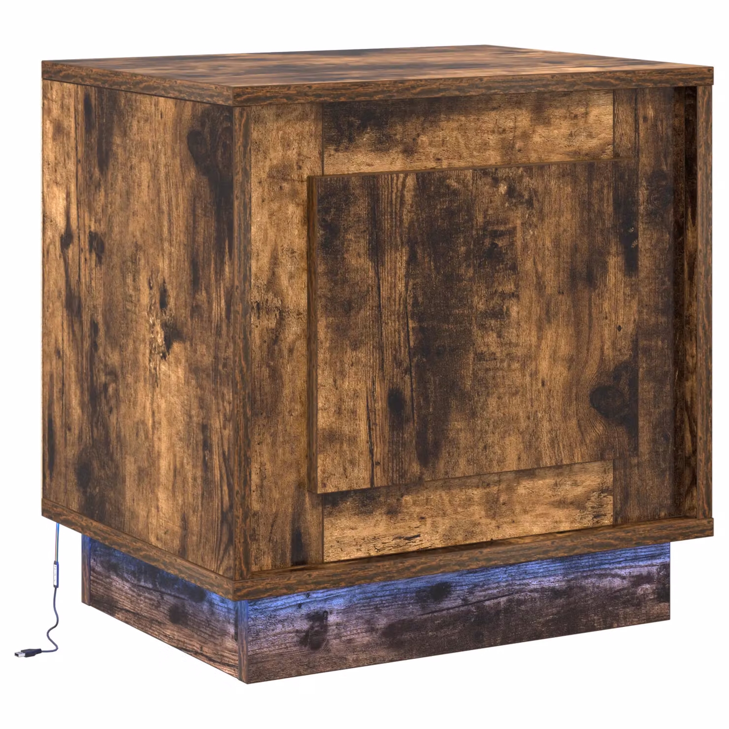 Berkfield Home Modern Bedside Cabinet with Integrated LED Lights in Smoked Oak Brown, W: 44 cm, D: 34.5 cm, H: 45 cm – 2