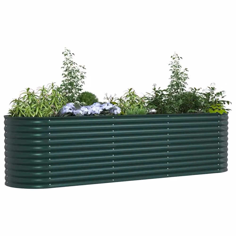 Berkfield Home Garden Green Galvanised Steel Raised Bed W: 320 cm, D: 80 cm, H: 81 cm – 3