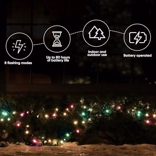 SHATCHI Battery Operated Waterproof LED Fairy Lights with Timer, 50 Cool White LEDs – 4