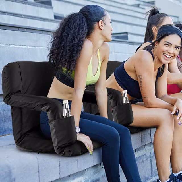 Costway Portable Foldable Stadium Bleacher Chair in Black