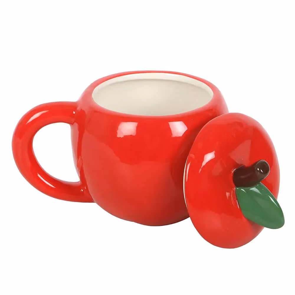 Something Different Apple Ceramic Mug in Red with Lid – 2