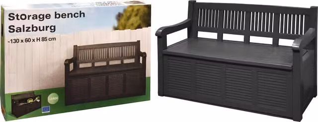 idooka Outdoor Waterproof Garden Seat Bench Storage Box, 280L, Dark Grey