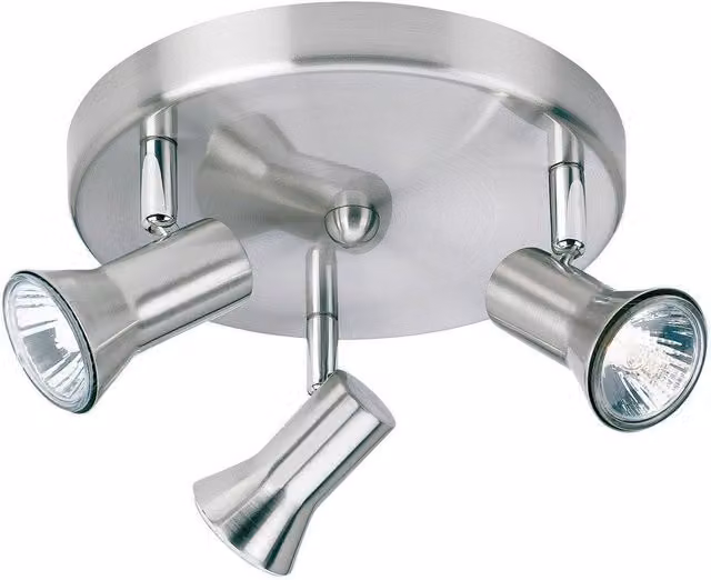 Netlighting Magnum 3 Light Flush Ceiling Fitting in Brushed Grey Steel with Adjustable GU10 Lamps