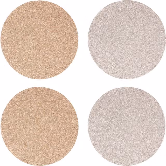 Orsina Set of 4 Reversible Round Faux Leather Glitter Placemats in Gold and Silver