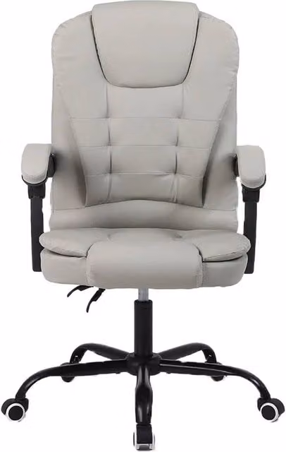 ERGOVEXA Grey Faux Leather Height Adjustable Office Task Chair with Headrest and Armrests – 1