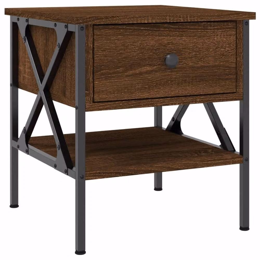 Berkfield Home Set of 2 Durable Brown Oak Bedside Tables, W/D/H: 40 x 42 x 45 cm – 4