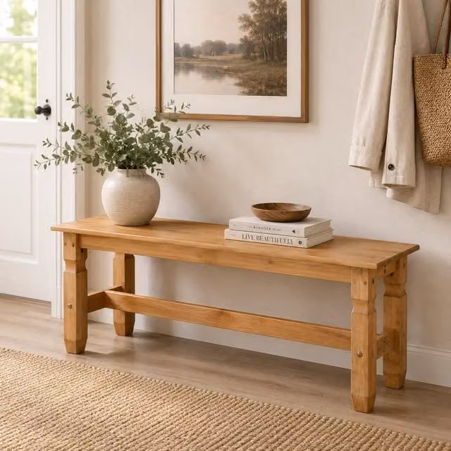 Mews Corona Dining Bench in Brown Waxed Pine