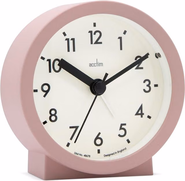 Acctim Gaby Small Analogue Contemporary Beside Alarm Clock in Pink