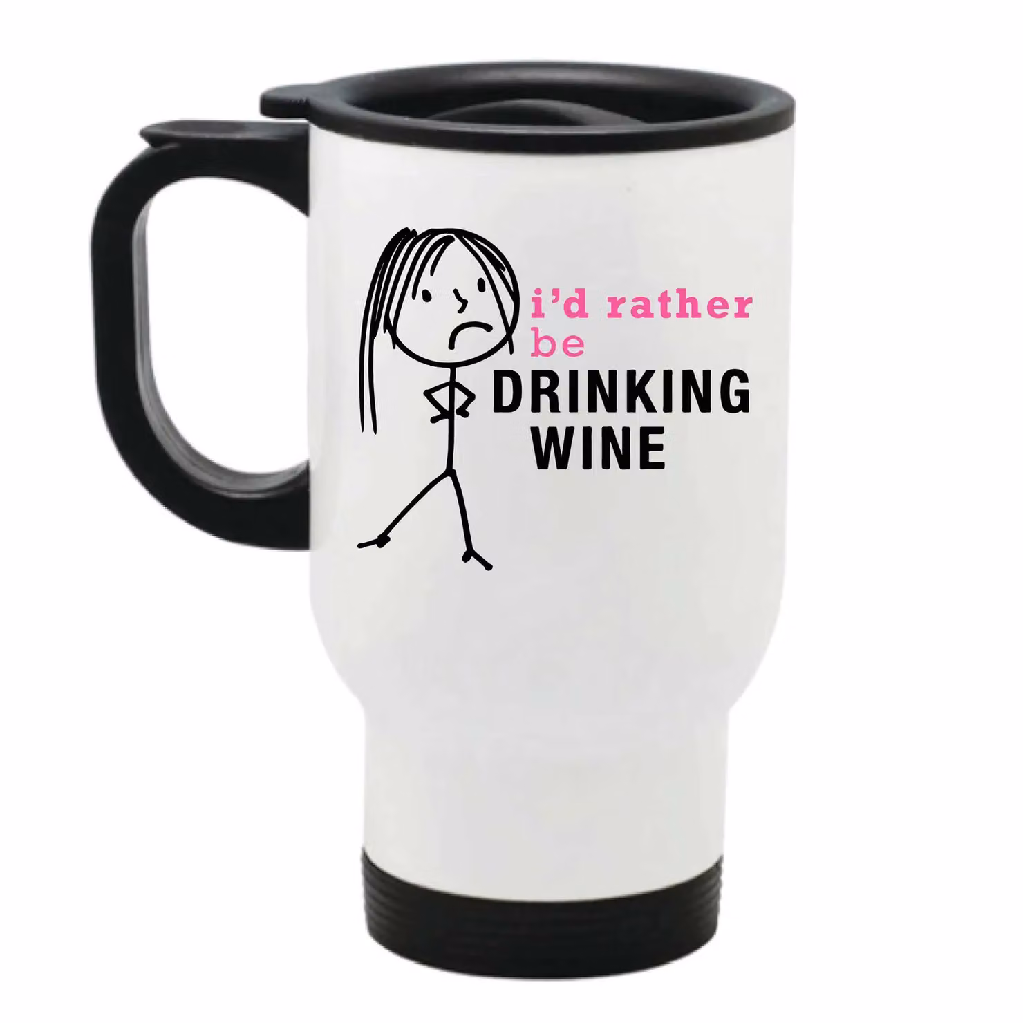 60 Second Makeover Women's I'd Rather Be Drinking Wine Metal Travel Mug in White – 2
